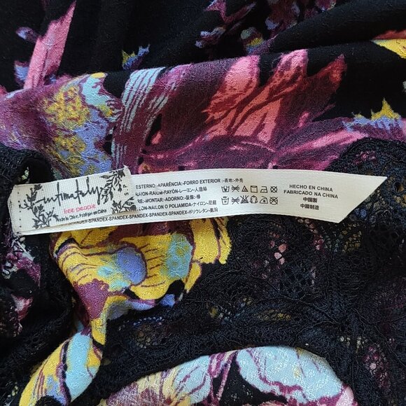 Free People Black Floral & Lace Marsha Slip Dress Festial Fairly Indie  Small - Picture 10 of 11
